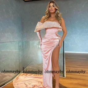 Abiti da ballo con paillettes con spalle scoperte Abito con spacco alto e monospalla in jersey con pieghe Abito da donna Nuovi a