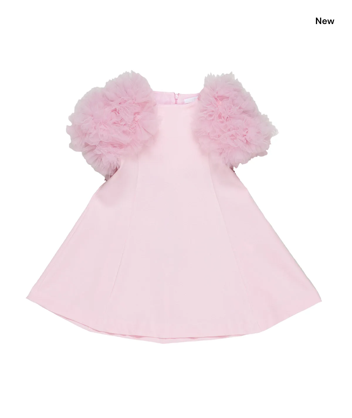 Abito rosa con maniche in tulle per bambina