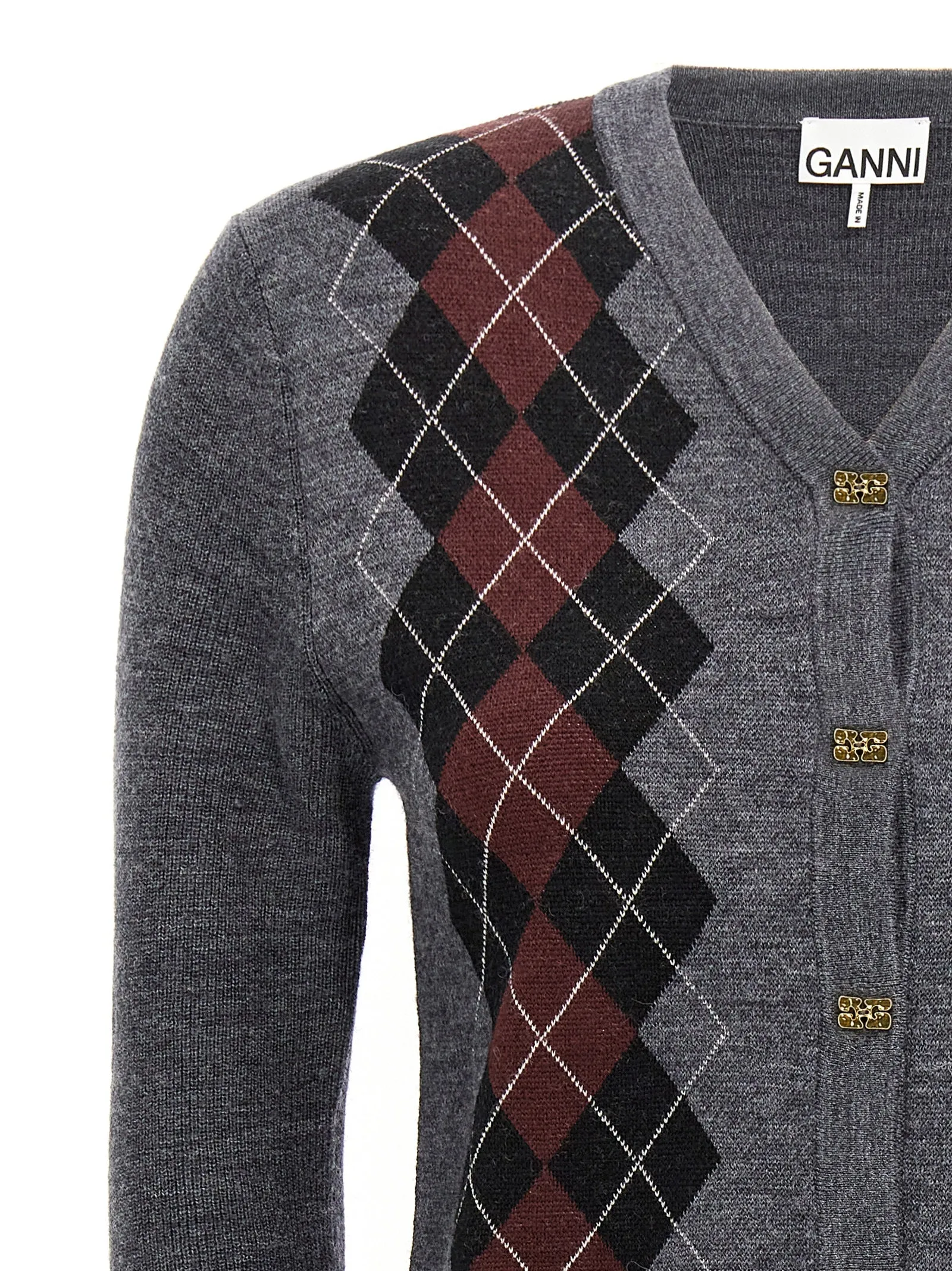 Argyle Cardigan Maglioni Grigio