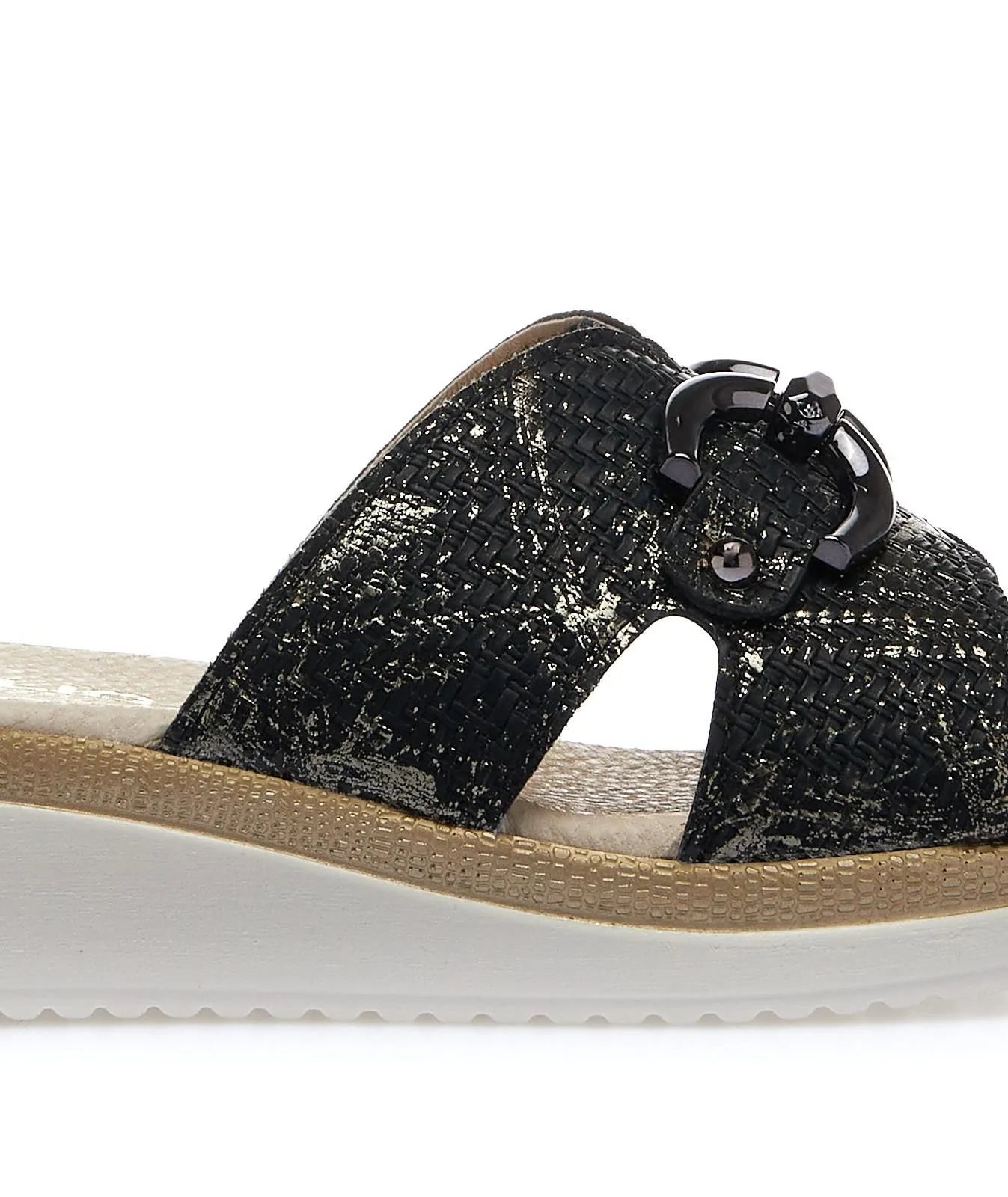 Ciabatte casual nere con zeppina e morsetto