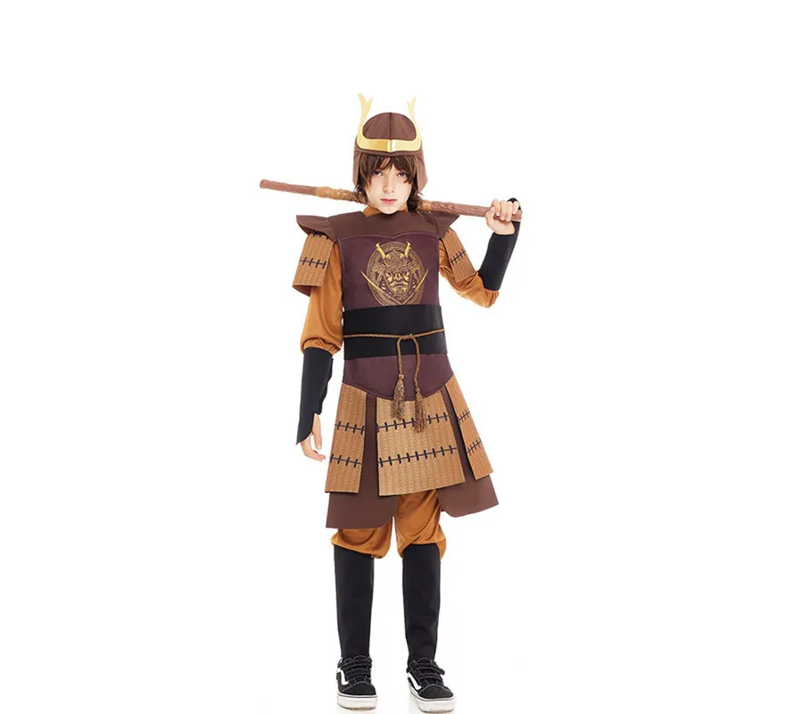 Costume da samurai leggendario giapponese marrone per bambino