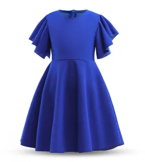 Elegante ragazza estate casual nuovo vestito ragazza tinta unita volant manica corta vestiti 4 12t Kid Girl Bithday Evening Part