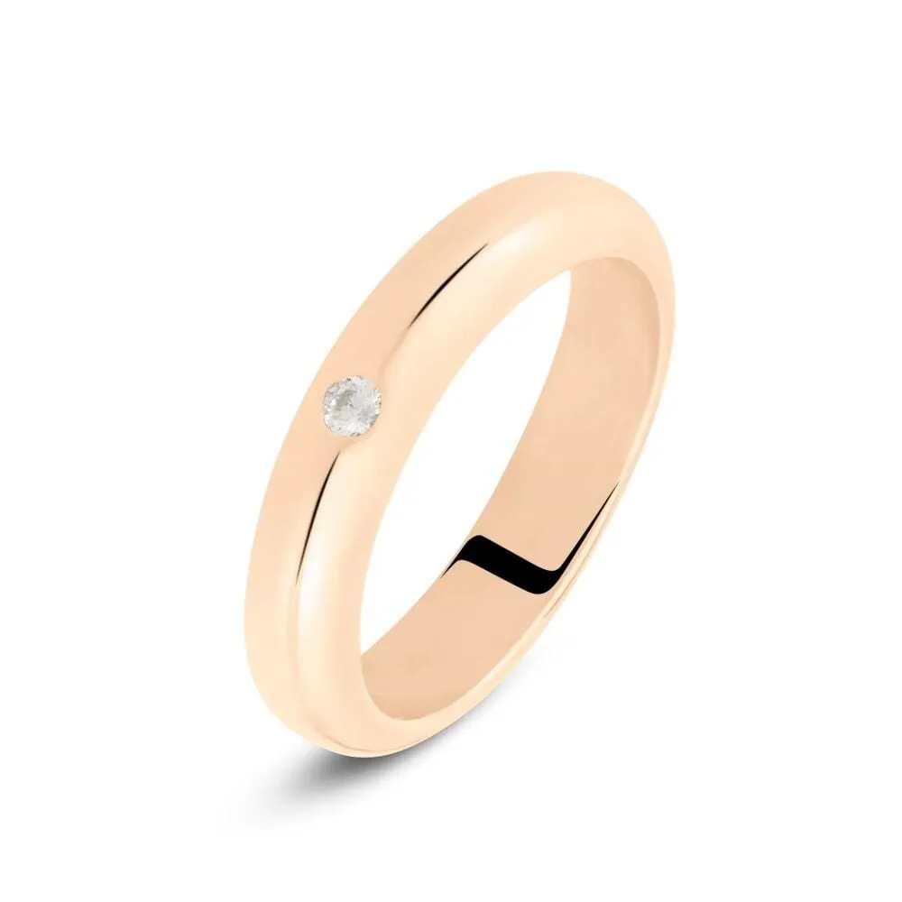 Fede Classica Leggera 4 mm Oro Rosa 750/1000 Diamante Bianco 0,03 ct 1679549