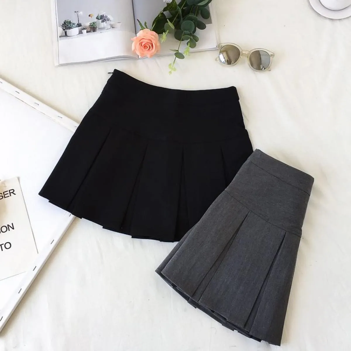 Gonne a pieghe Donna Mini Stile Preppy Solido Hotsweet Vita alta Nuovi arrivi In tutti gli abbinamenti Prevalente femminile Chic