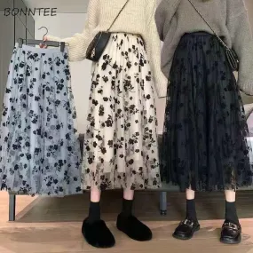 Gonne floreali da donna stile temperamento vintage da donna semplici tutti abbinati a una linea ampia moda Ulzzang primavera pri