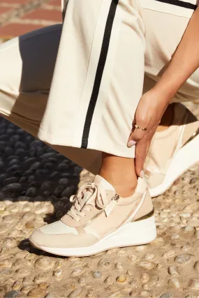 Linzi - Aylin - Scarpe da ginnastica a blocchi di colore con zeppa e zip