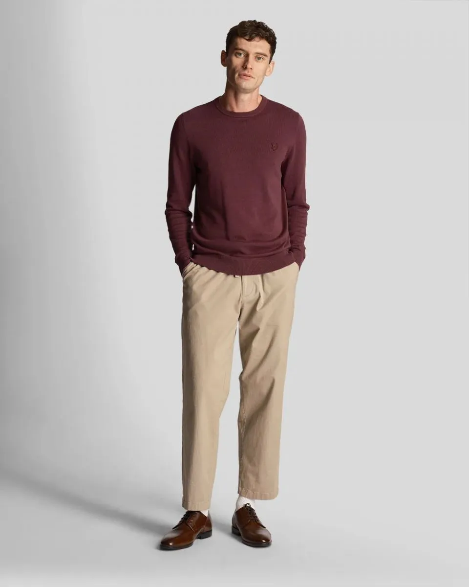 MAGLIE Uomo LYLE & SCOTT 1874 KN821TON CREW NECK Z562 BURGUNDY