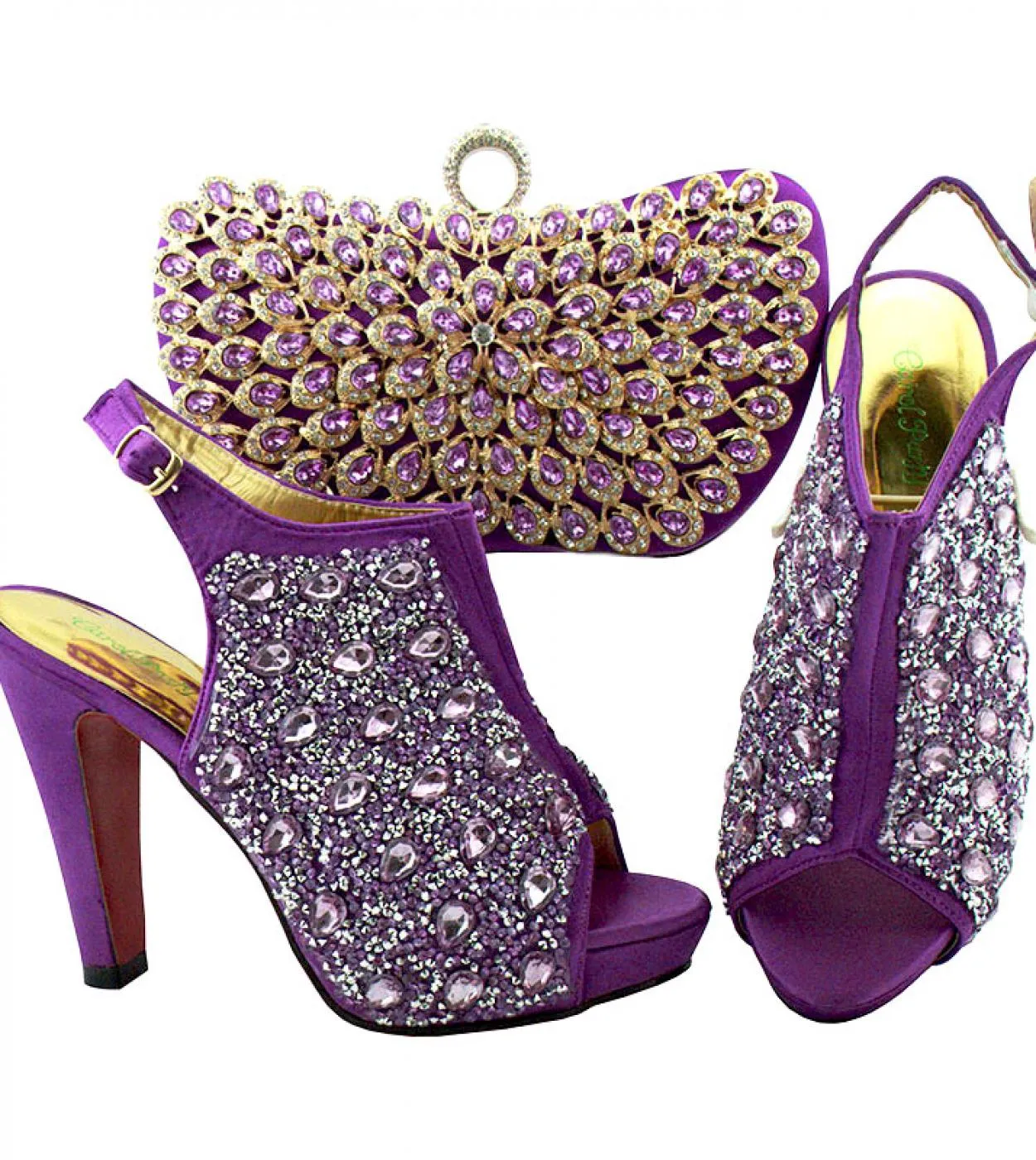 Nuovo set di scarpe e borse di moda con strass Set di scarpe e borse da donna di design italiano per la festa nuziale africana i