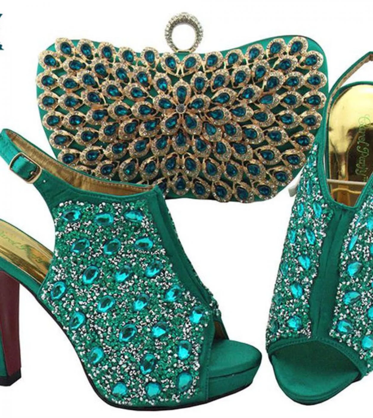 Nuovo set di scarpe e borse di moda con strass Set di scarpe e borse da donna di design italiano per la festa nuziale africana i