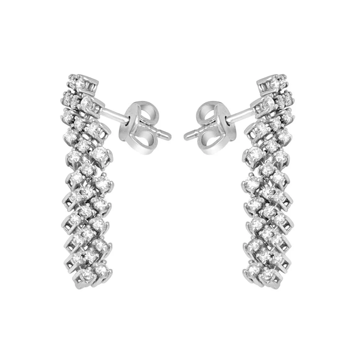 Orecchini in oro bianco con diamanti ct 0.90, lunghezza 6cm