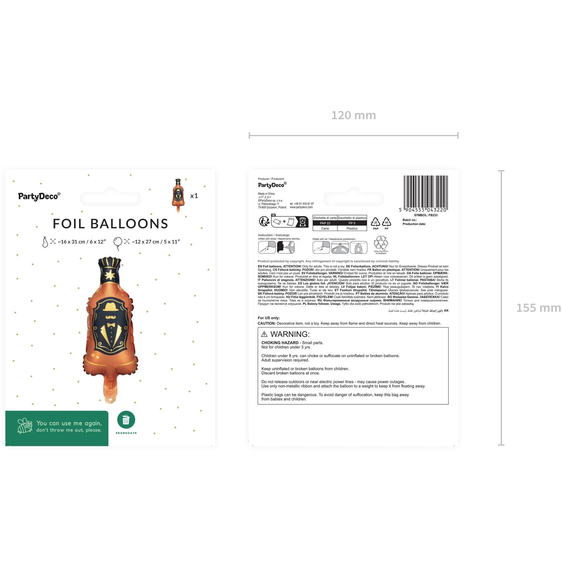 Palloncino bottiglia di whisky 27 x 12 cm