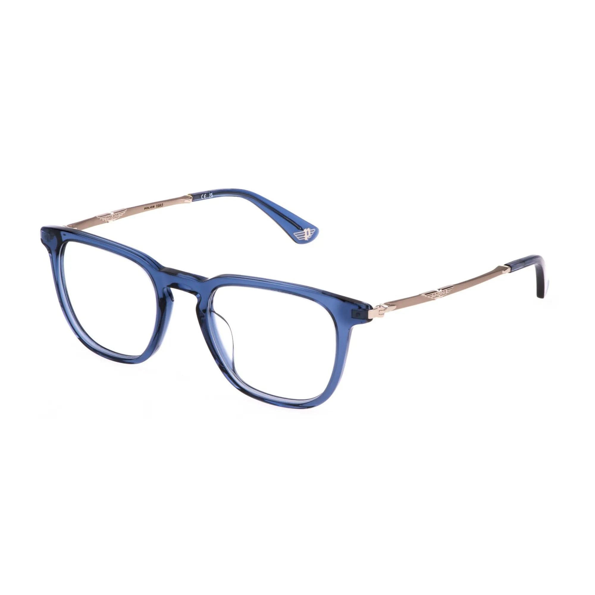   Police VPLL66 - 0955 Blu Trasparente Lucido | Occhiale Da Vista Uomo 