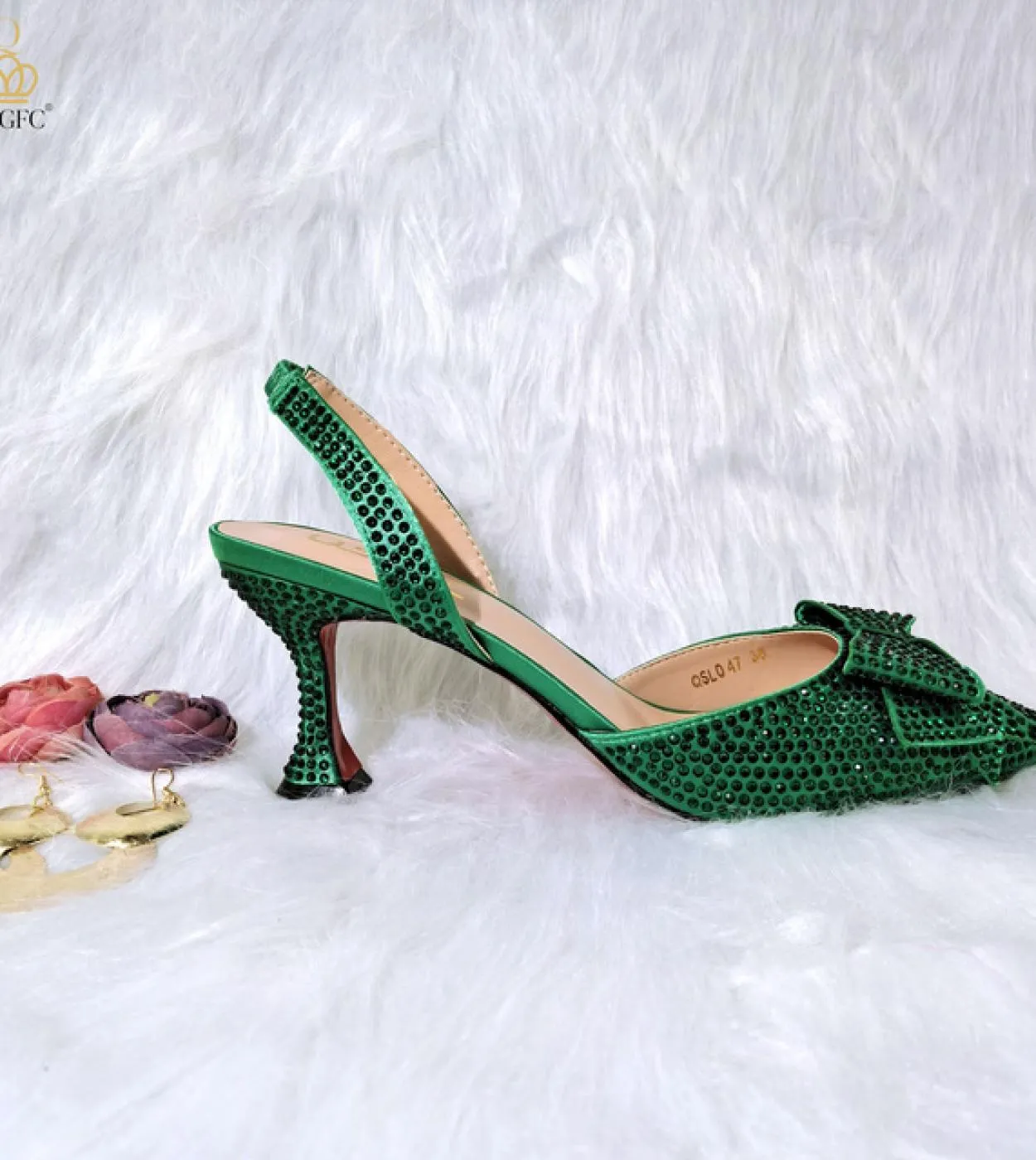 Qsgfc Scarpe con Tacco Bicchiere da Vino in Stile Decorazione di Cristallo Scarpe da Festa per Amici Scarpe e Borsa da Donna Mod
