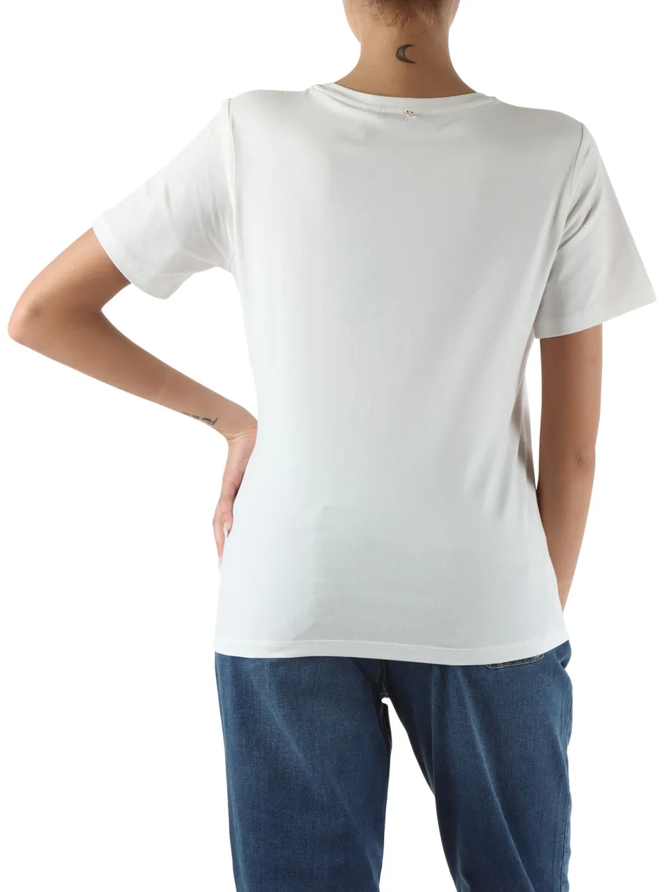 T-shirt in cotone stretch con strass