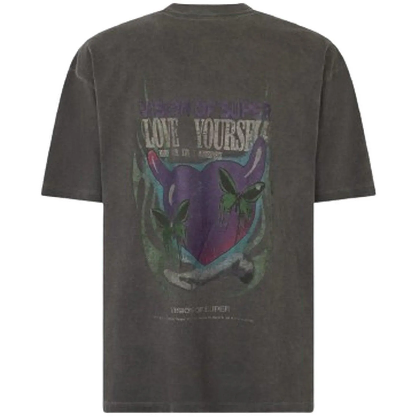 T-shirt Uomo Vision of Super - Stone Wash T-Shirt With Puffy Love Print - Nero